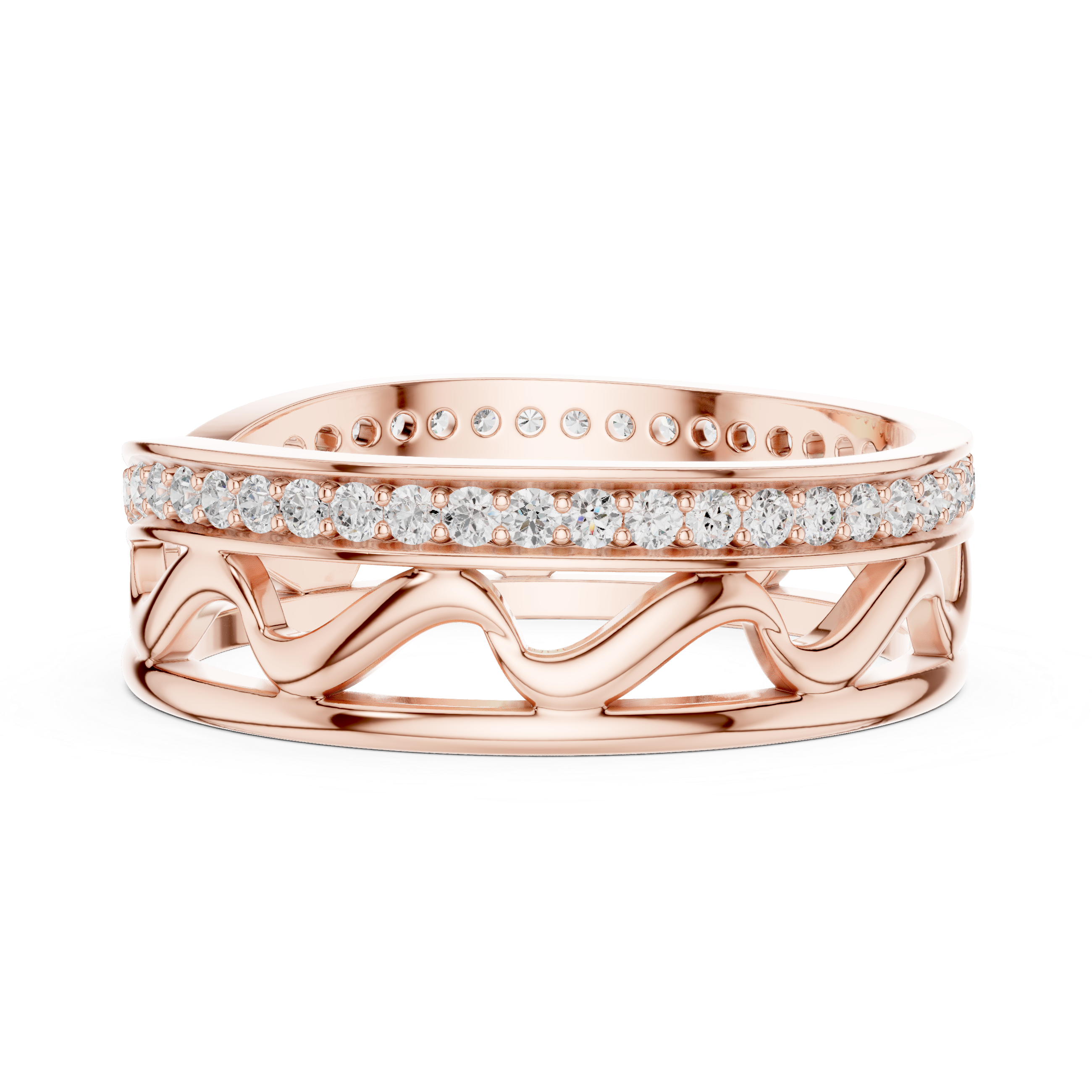 Luxury celebration ring featuring decorative gemstone centerpiece.