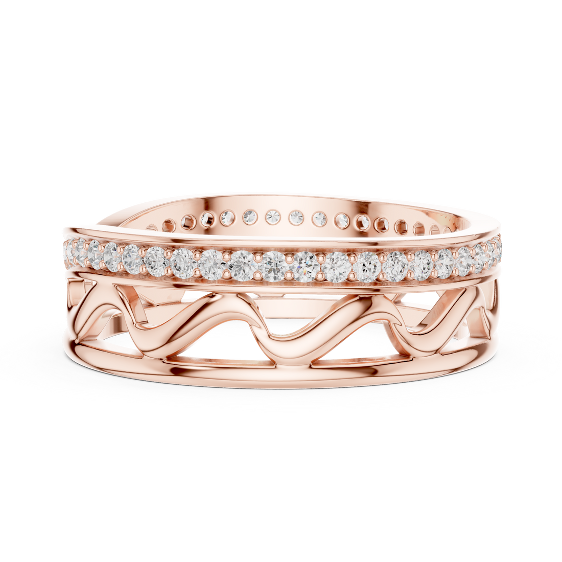 Luxury celebration ring featuring decorative gemstone centerpiece.