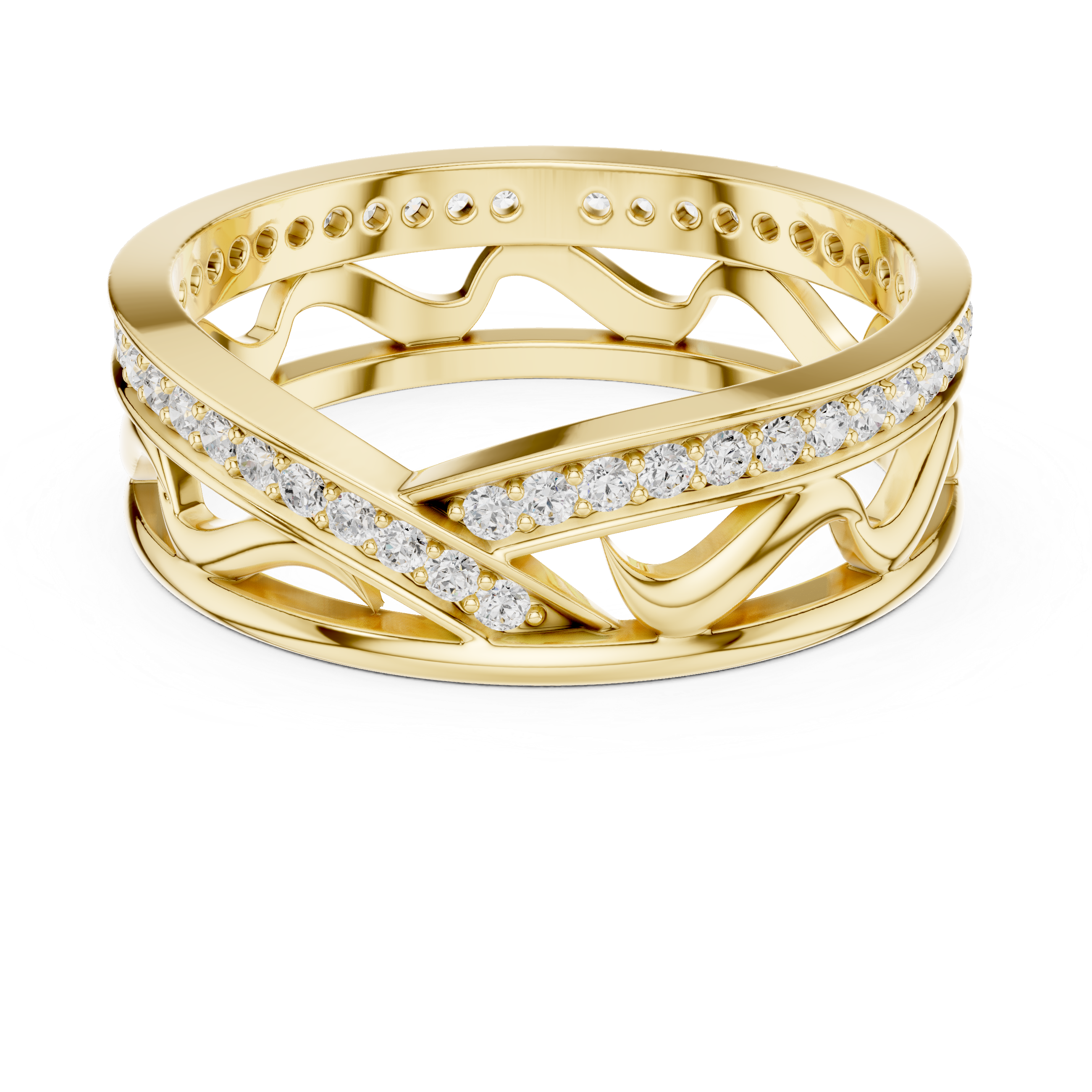 Minimalist thin band ring with tiny diamond accents and sleek modern look.