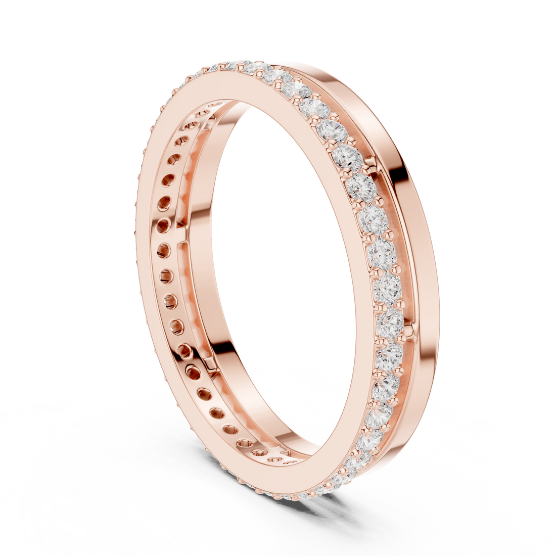 Classic stackable ring with slim gold band designed for layering multiple rings.