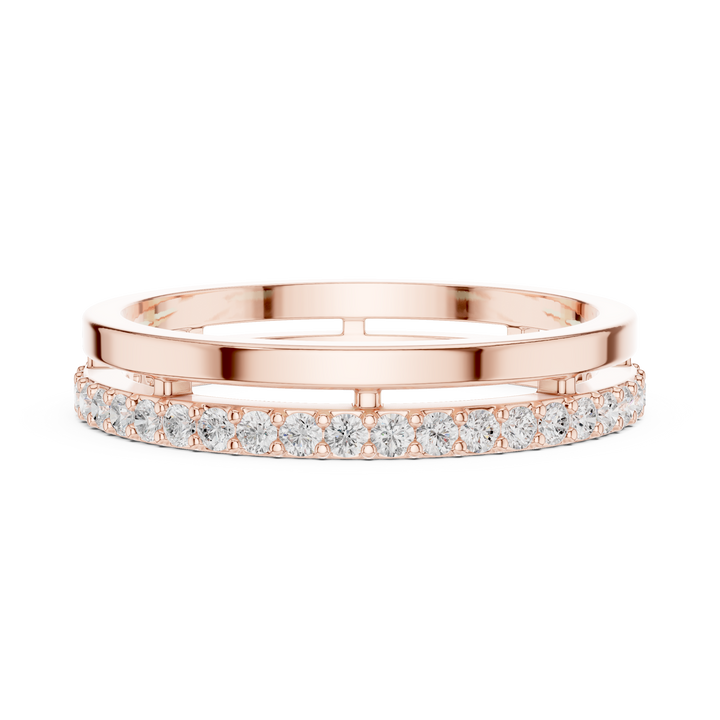Elegant eternity ring featuring continuous circle of diamonds around the band.
