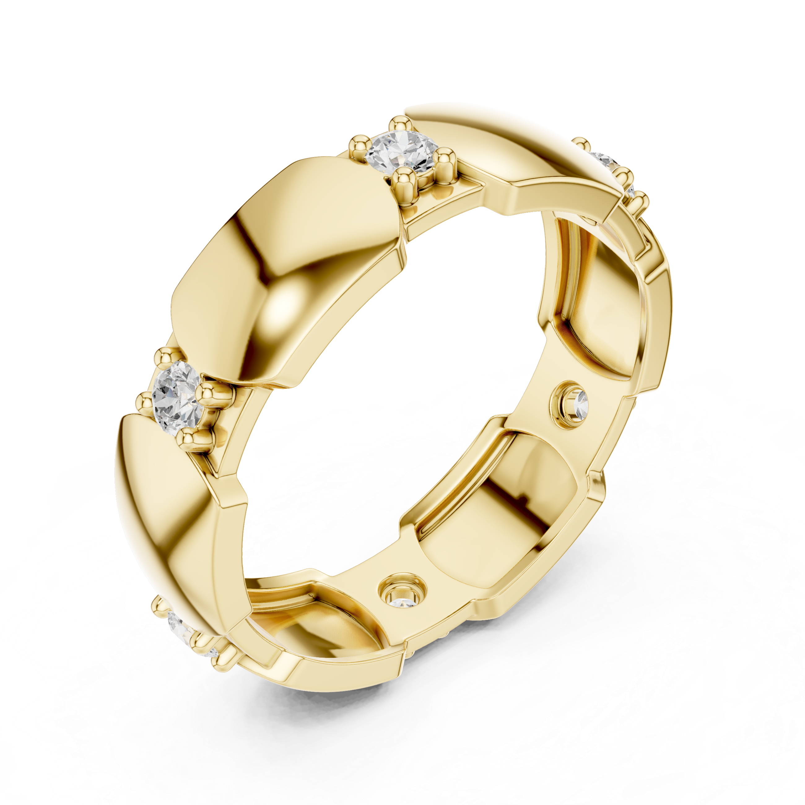 Elegant eternity ring featuring continuous circle of diamonds around the band.