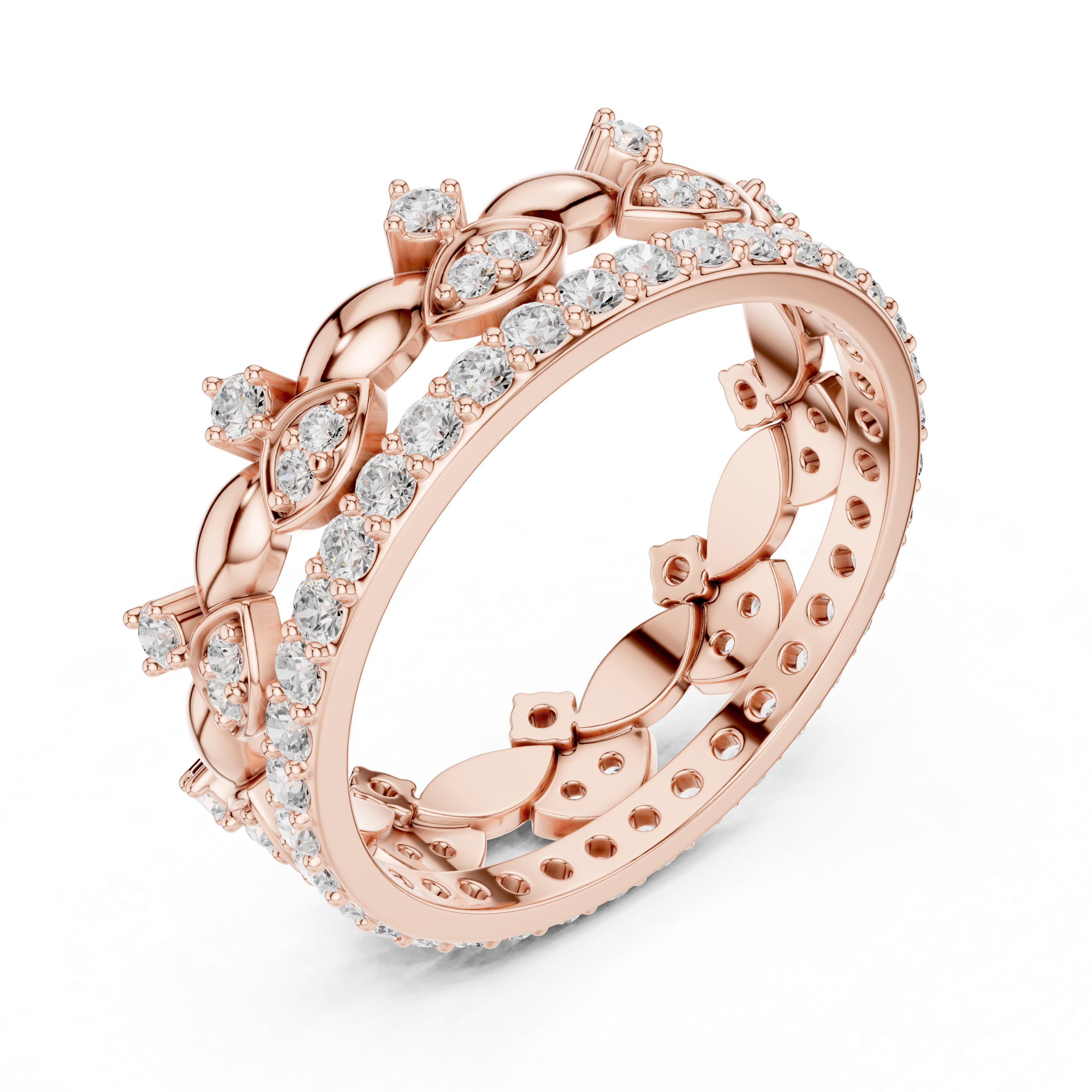 Luxury diamond brooch featuring intricate symmetrical pattern.