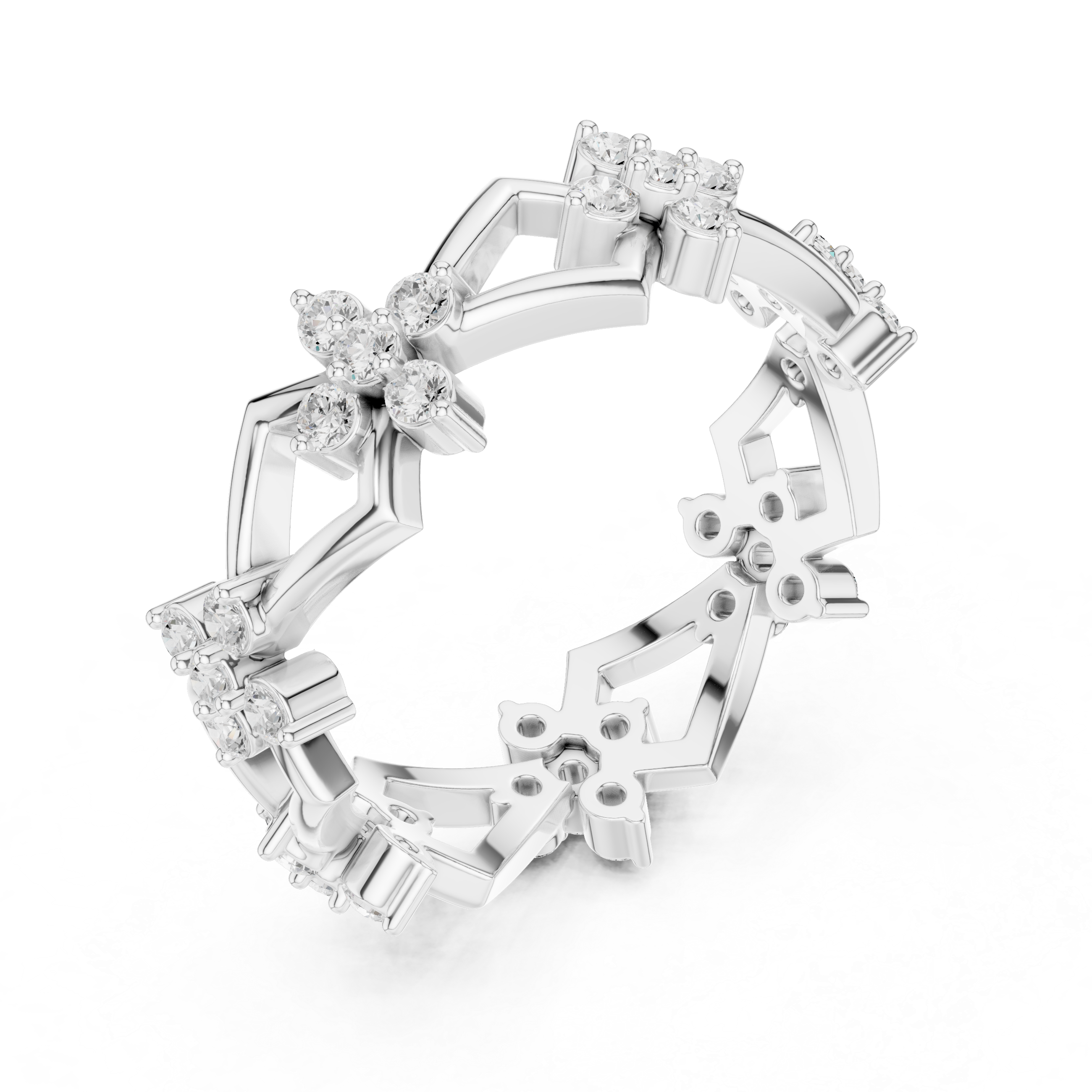 Stylish multi-band ring featuring layered metal structure.