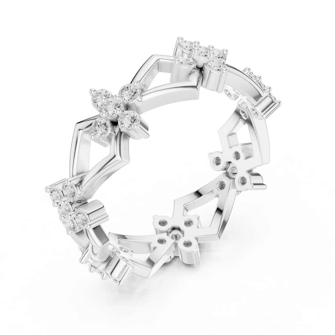 Stylish multi-band ring featuring layered metal structure.