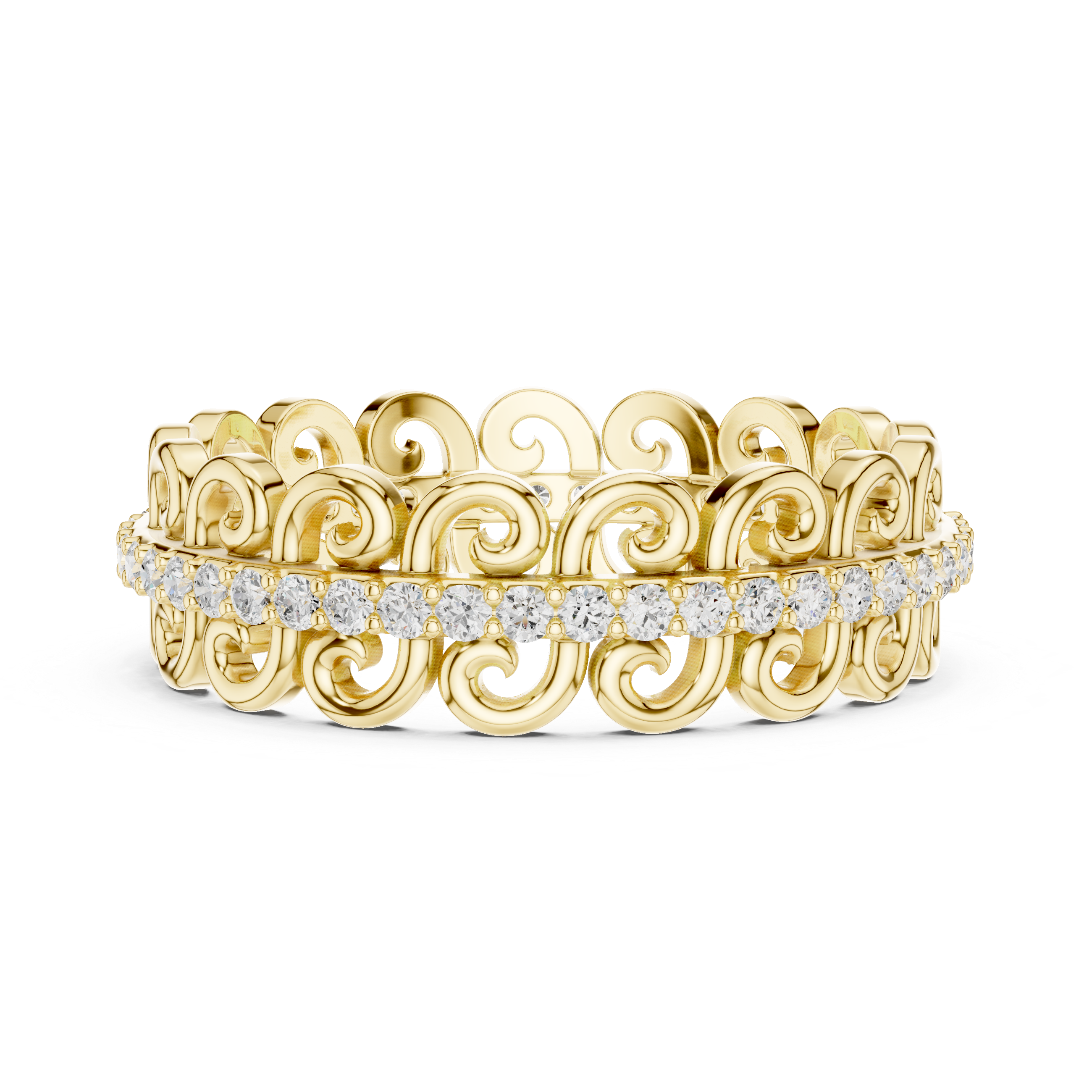 Stylish anniversary ring featuring sparkling stone accents.