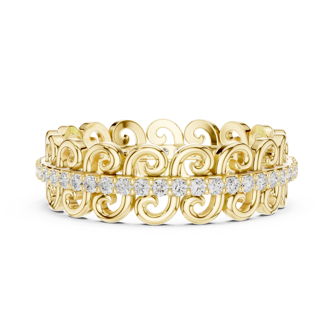 Stylish anniversary ring featuring sparkling stone accents.