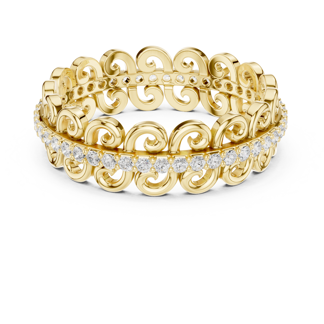 Modern promise ring featuring minimalist structure.
