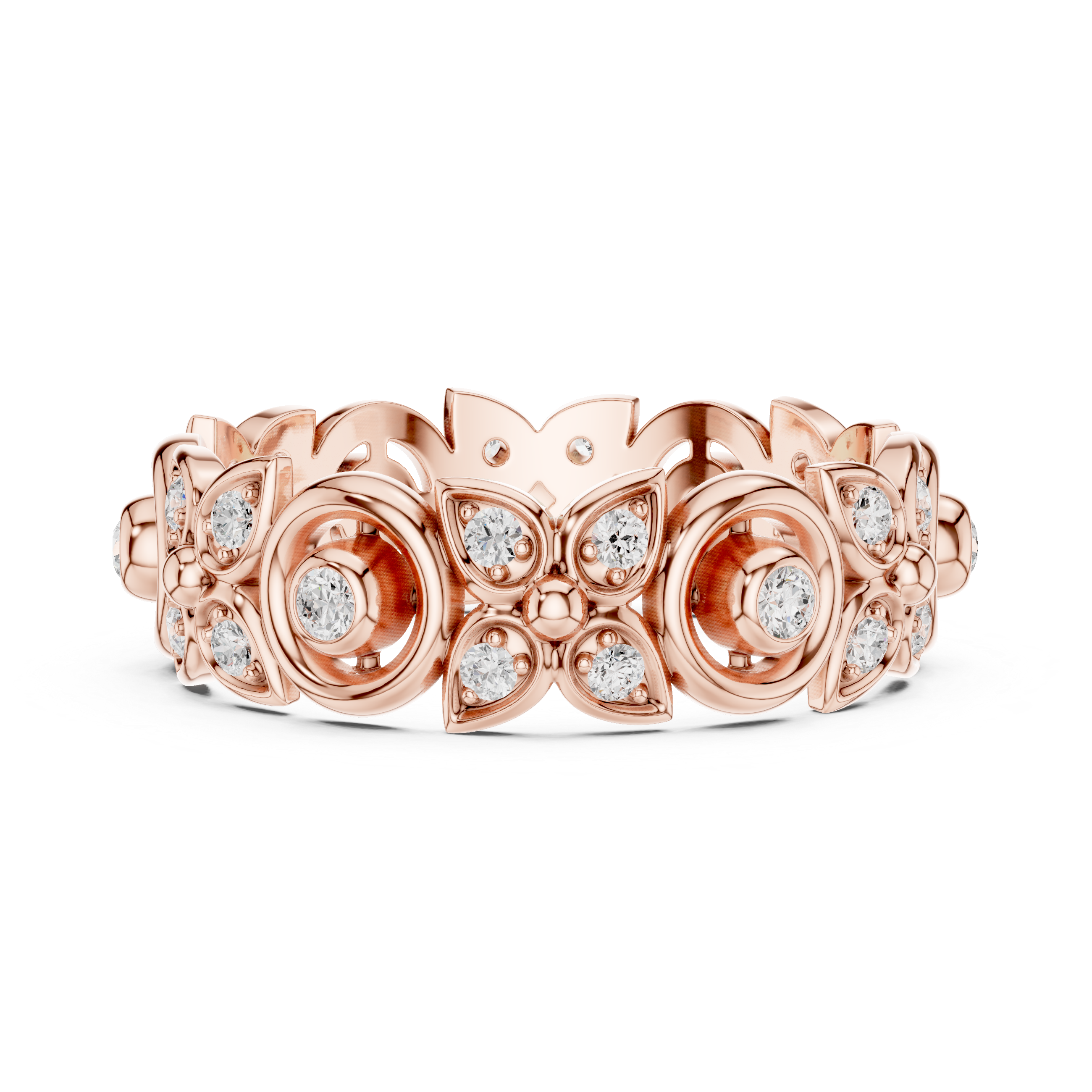 Elegant eternity ring featuring continuous circle of diamonds around the band.