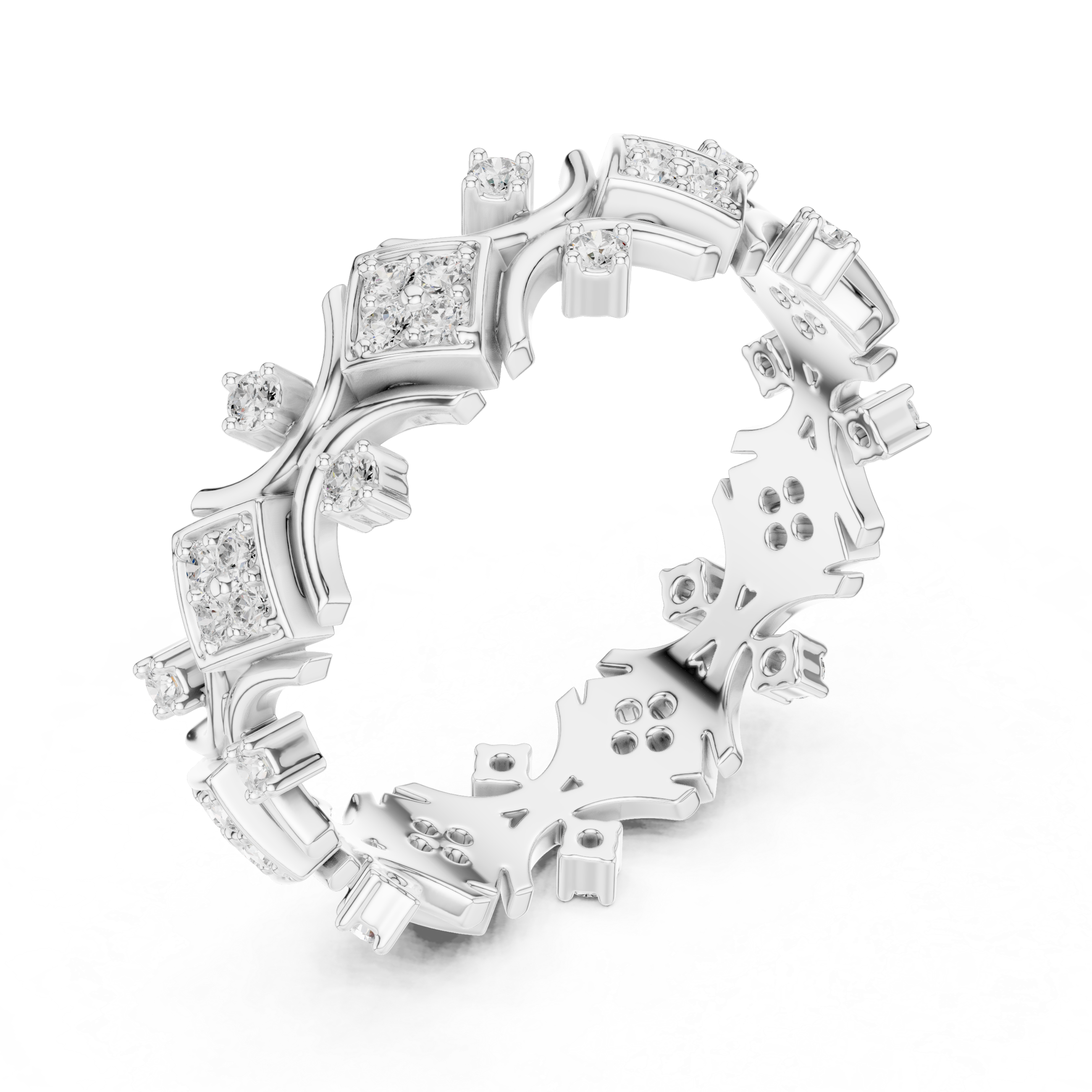 Vintage Arch Round Diamond Geometric Band Ring