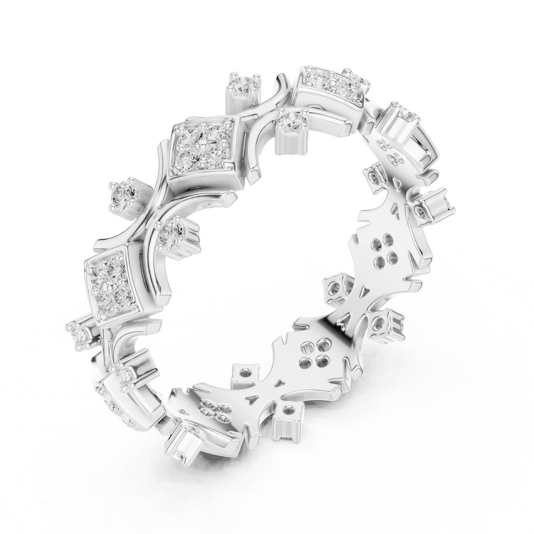 Vintage Arch Round Diamond Geometric Band Ring