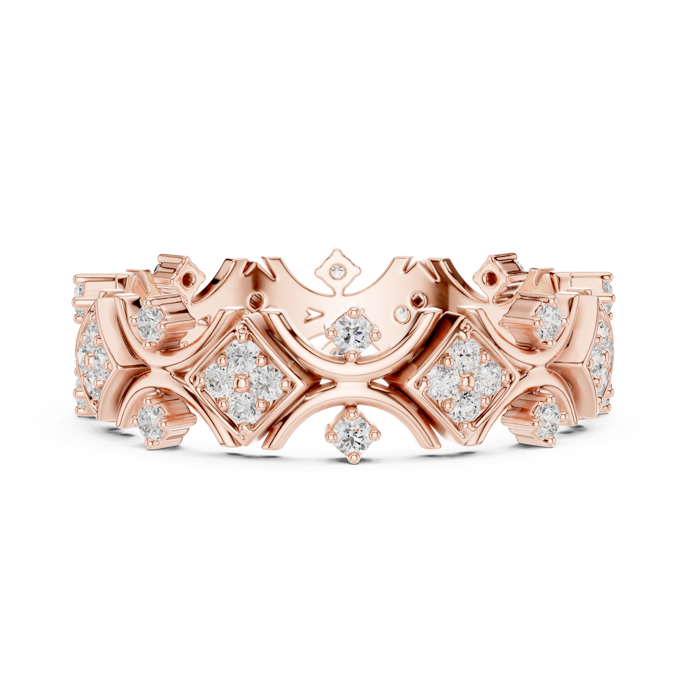 Vintage Arch Round Diamond Geometric Band Ring