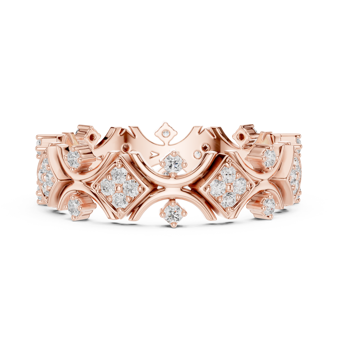 Vintage Arch Round Diamond Geometric Band Ring