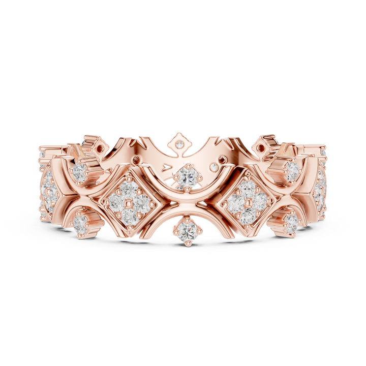 Vintage Arch Round Diamond Geometric Band Ring