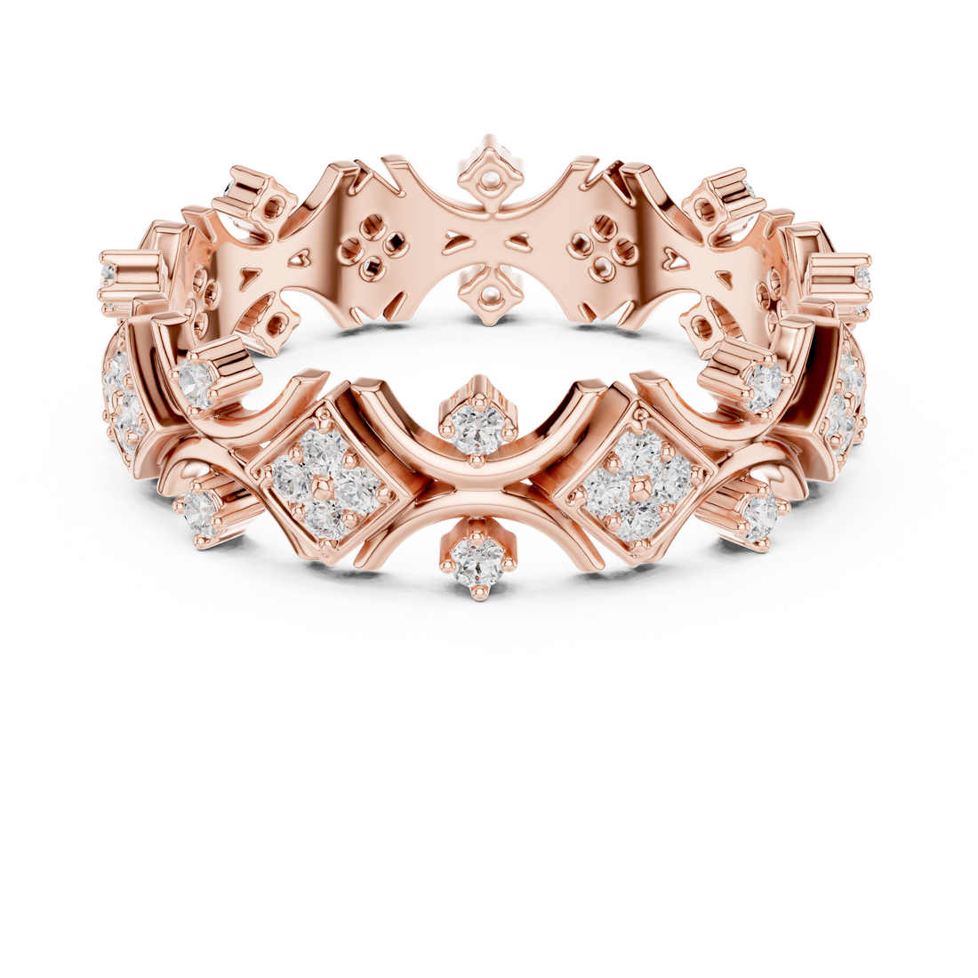 Vintage Arch Round Diamond Geometric Band Ring