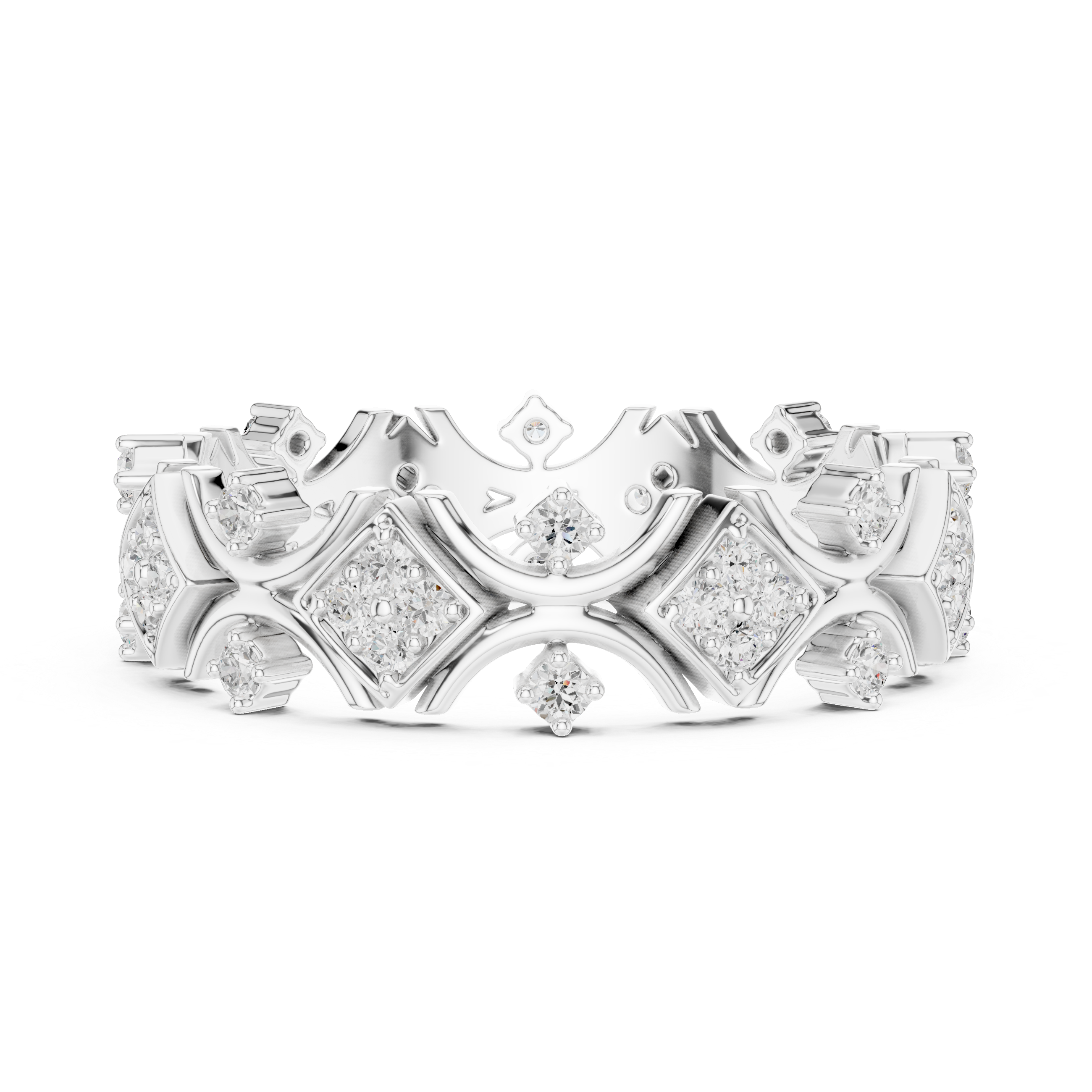 Vintage Arch Round Diamond Geometric Band Ring