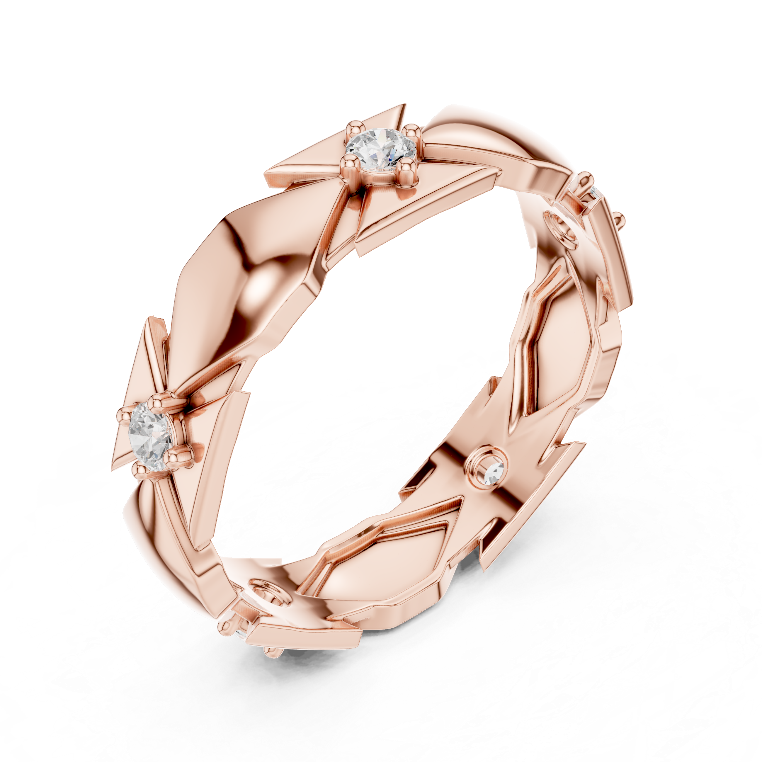Elegant floral stud earrings crafted with petal-shaped diamond accents.