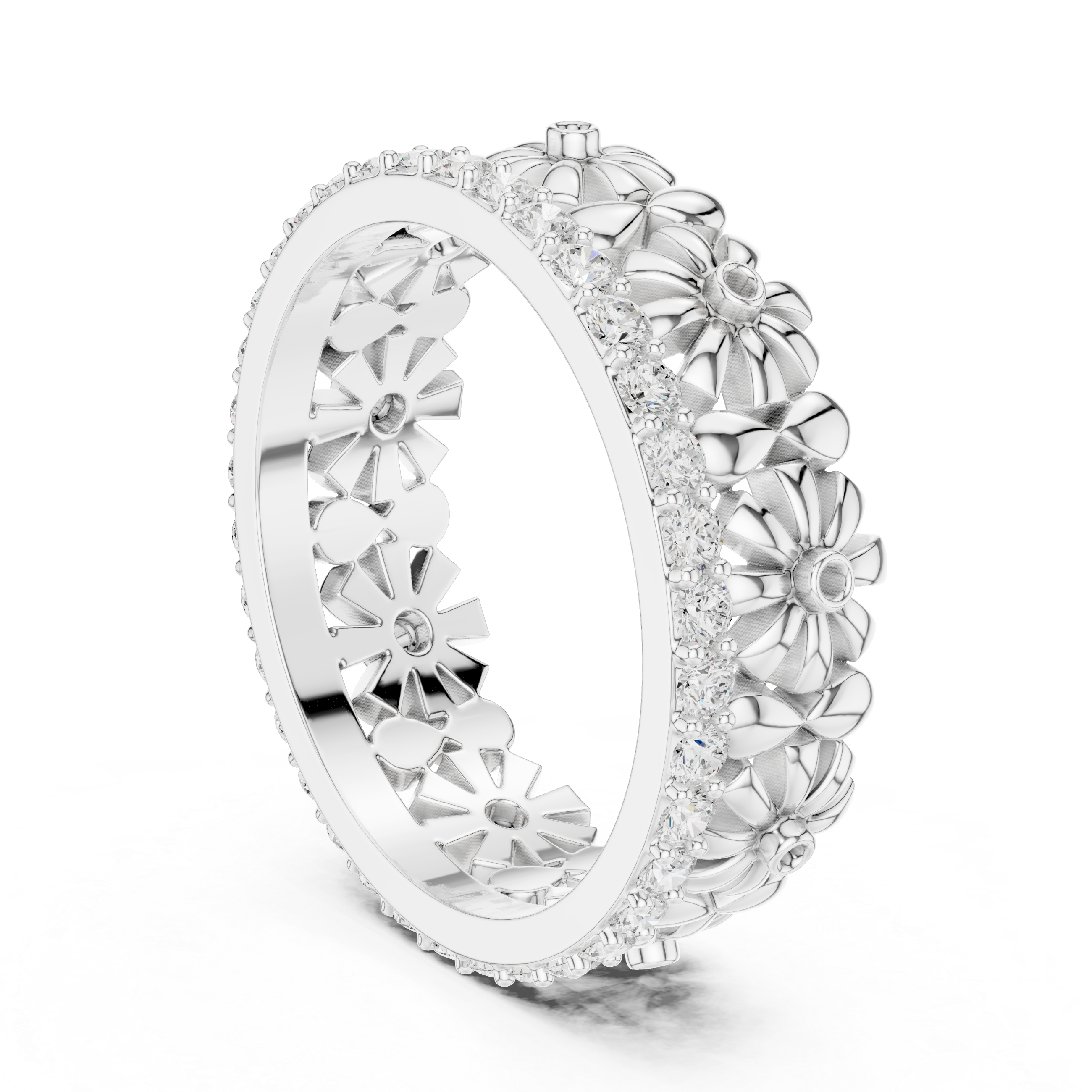 Classic halo cocktail ring featuring large central gemstone.