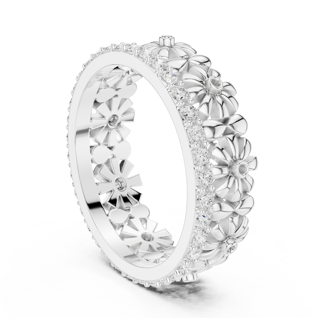 Classic halo cocktail ring featuring large central gemstone.