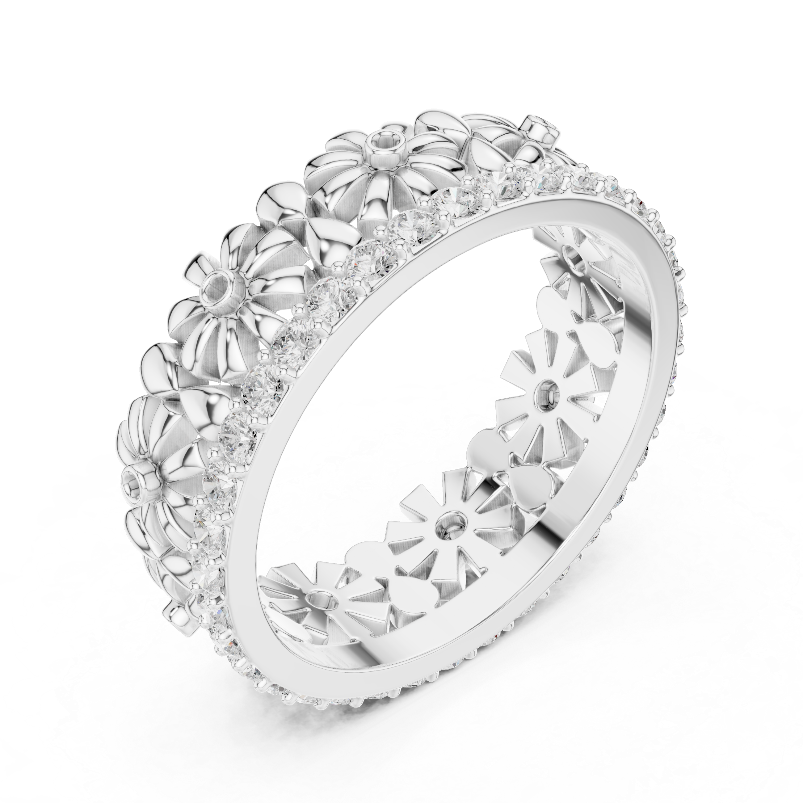 Stylish multi-band ring featuring layered metal structure.