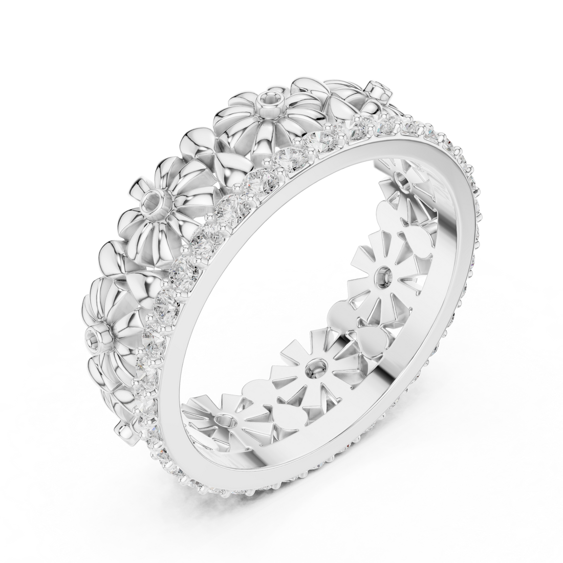 Stylish multi-band ring featuring layered metal structure.