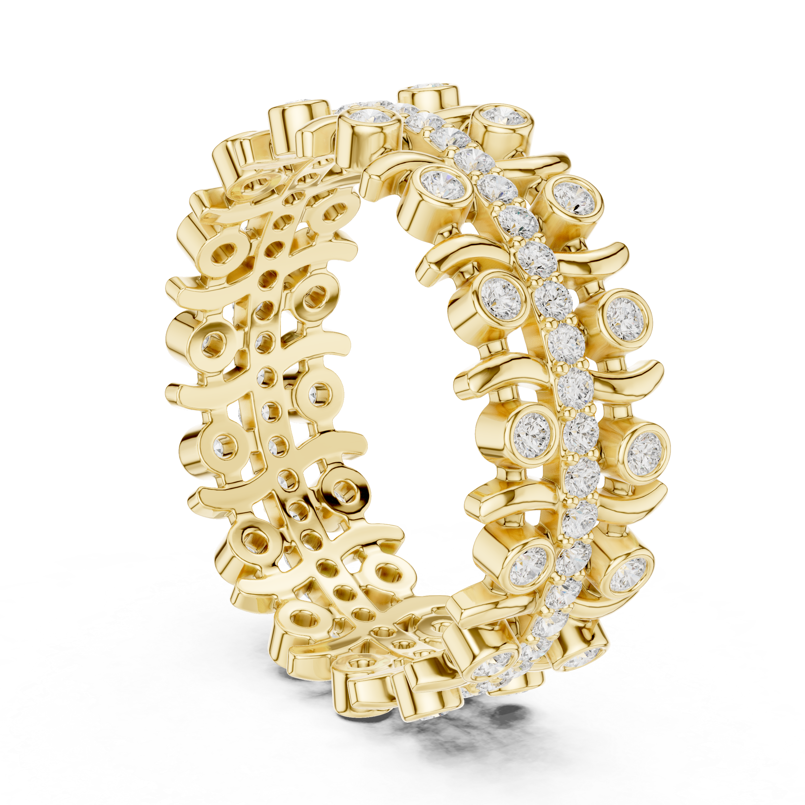 Elegant tennis bracelet featuring uniform diamond pattern.