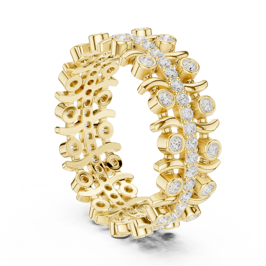 Elegant tennis bracelet featuring uniform diamond pattern.