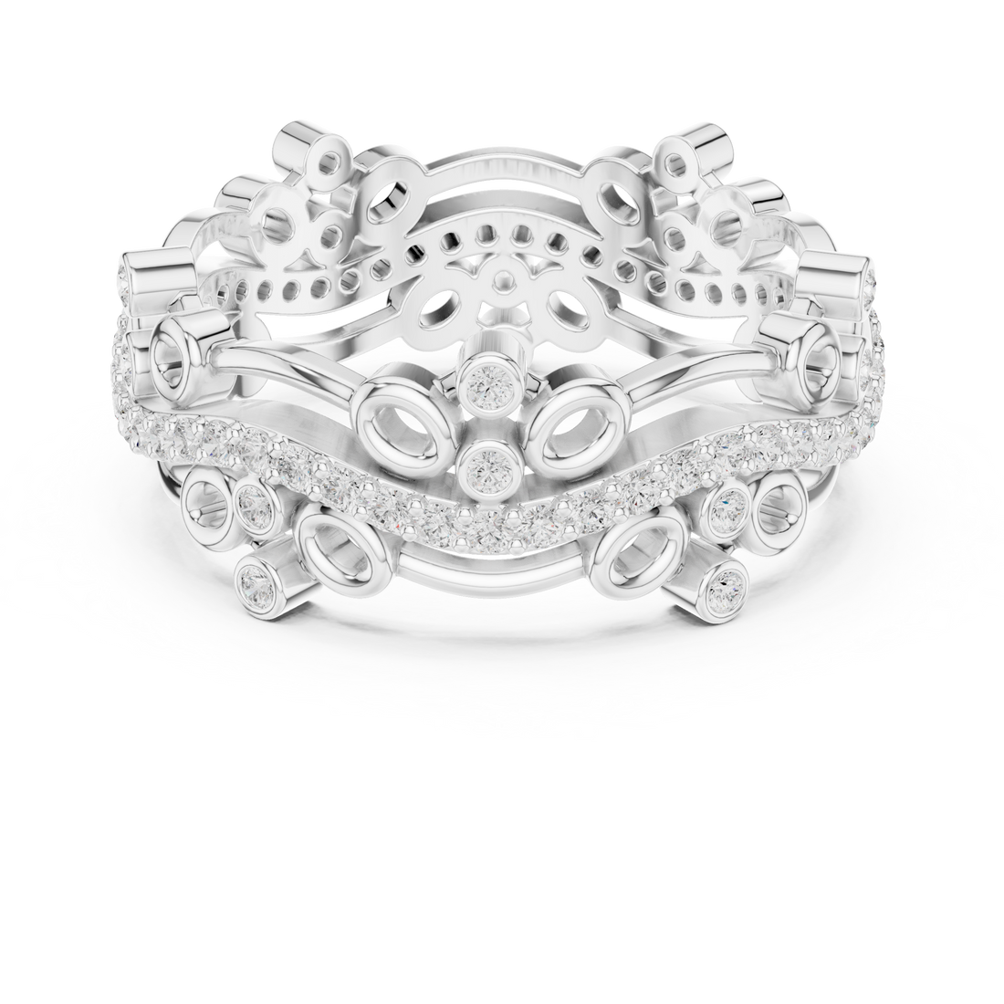 Classic eternity band featuring continuous diamond circle.
