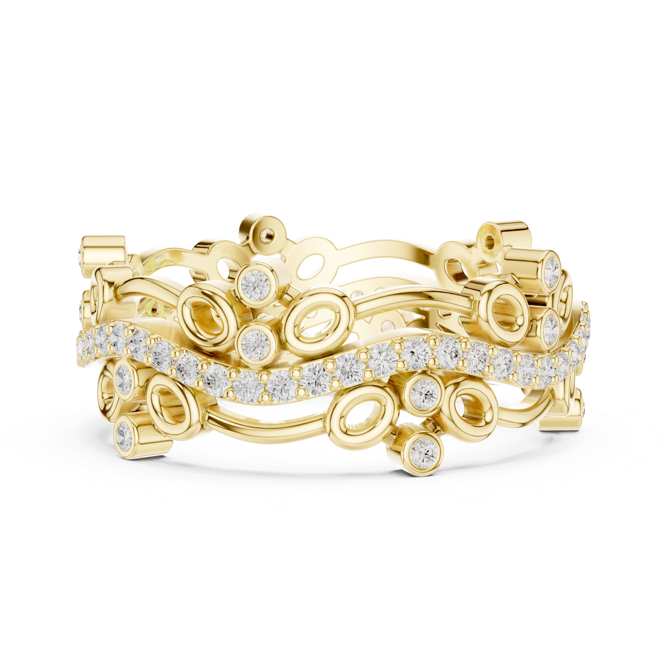 Stylish anniversary ring featuring sparkling stone accents.