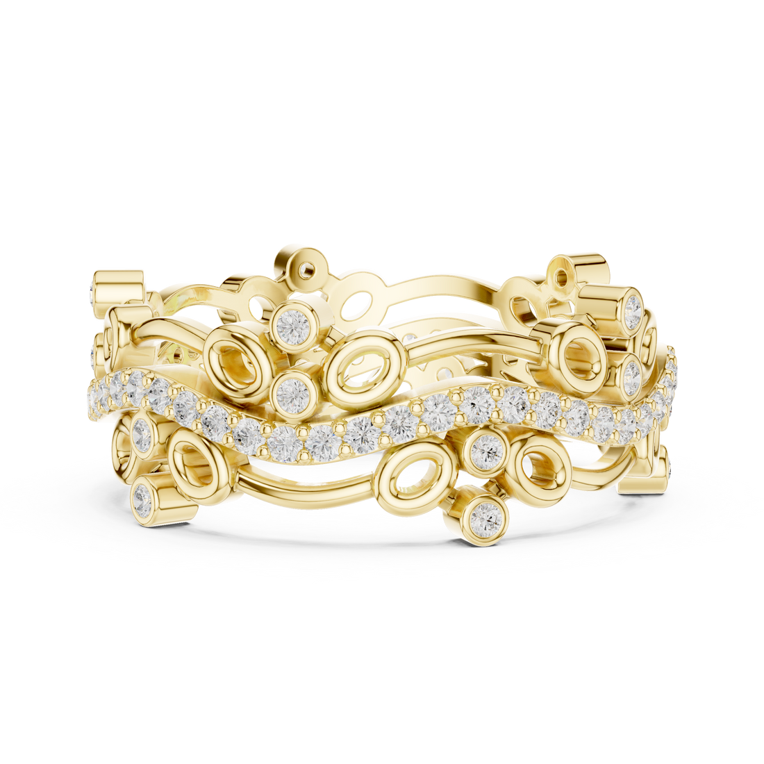 Stylish anniversary ring featuring sparkling stone accents.