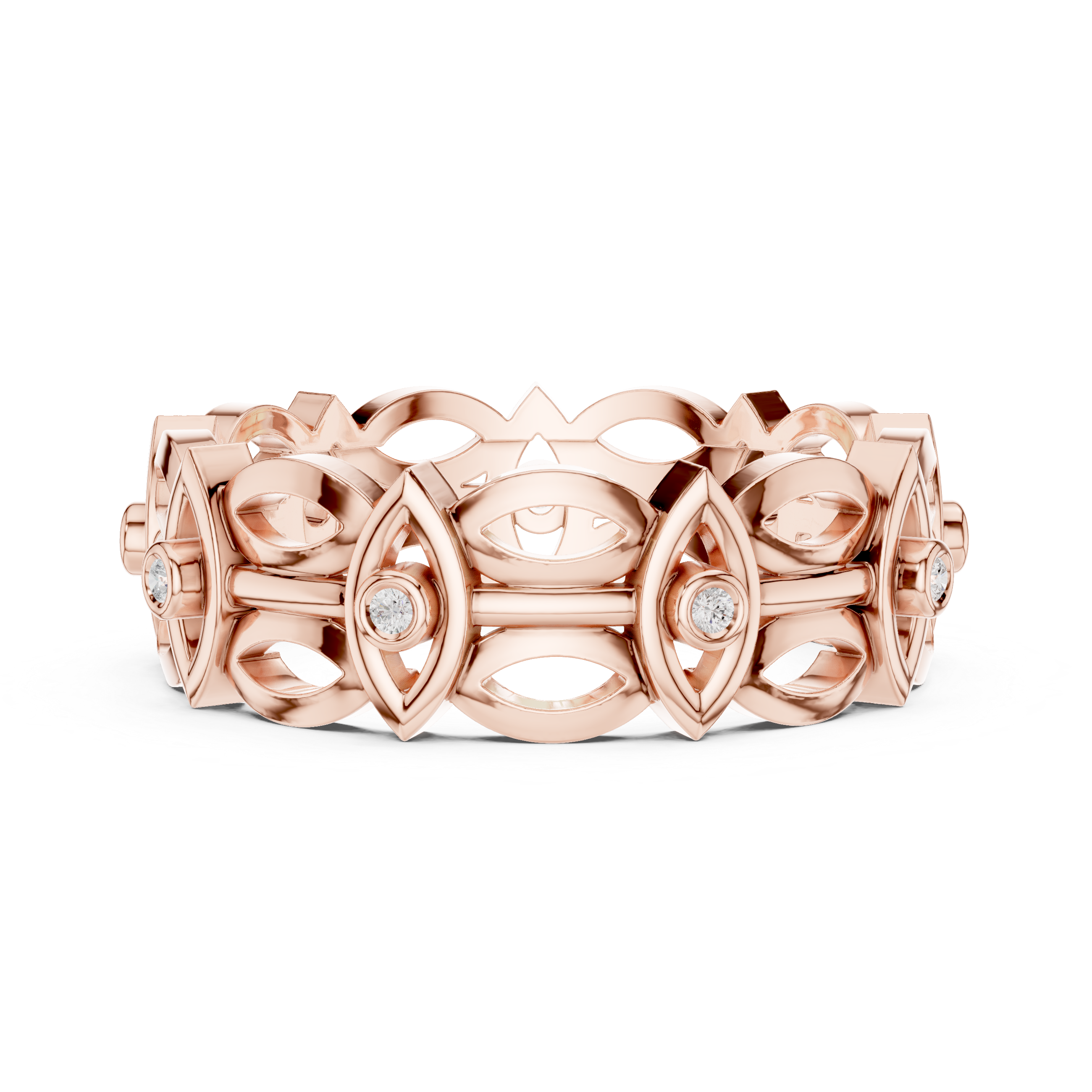 Elegant eternity ring featuring continuous circle of diamonds around the band.