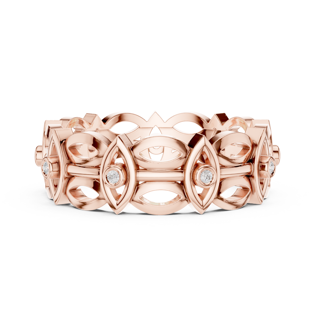 Elegant eternity ring featuring continuous circle of diamonds around the band.
