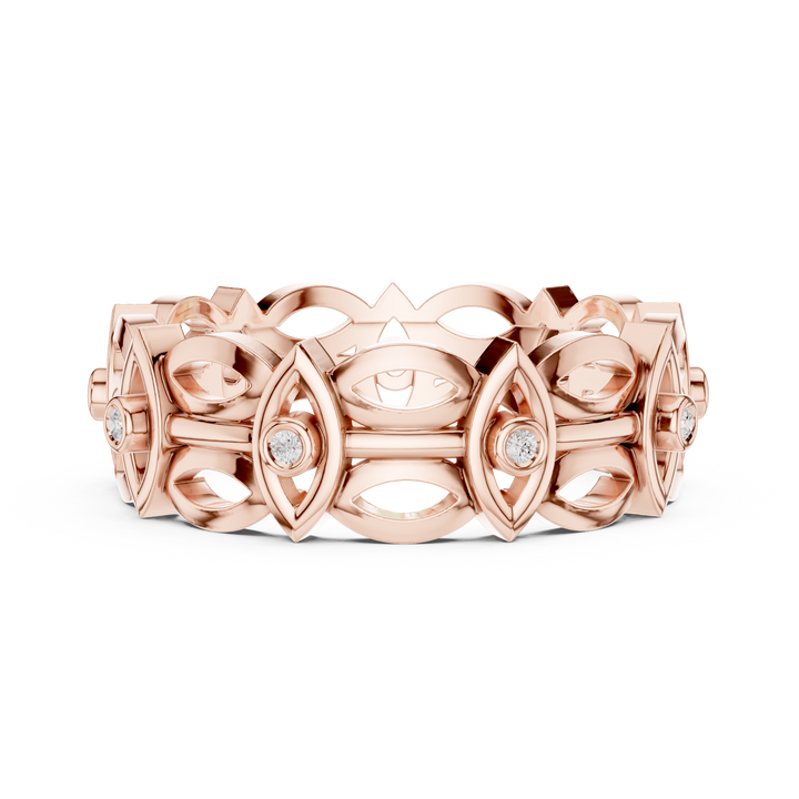 Elegant eternity ring featuring continuous circle of diamonds around the band.