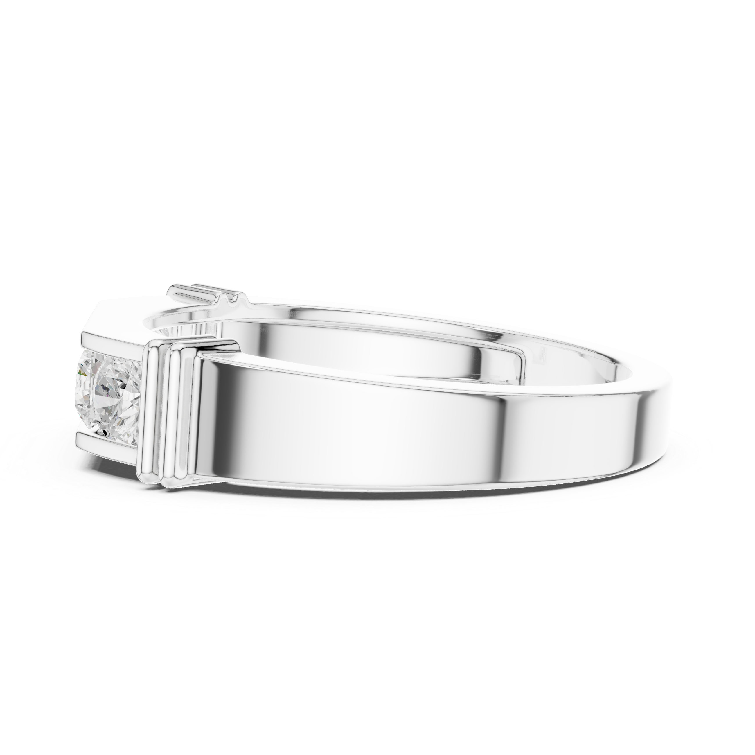Round Cut Diamond Five Stone Channel Band Ring