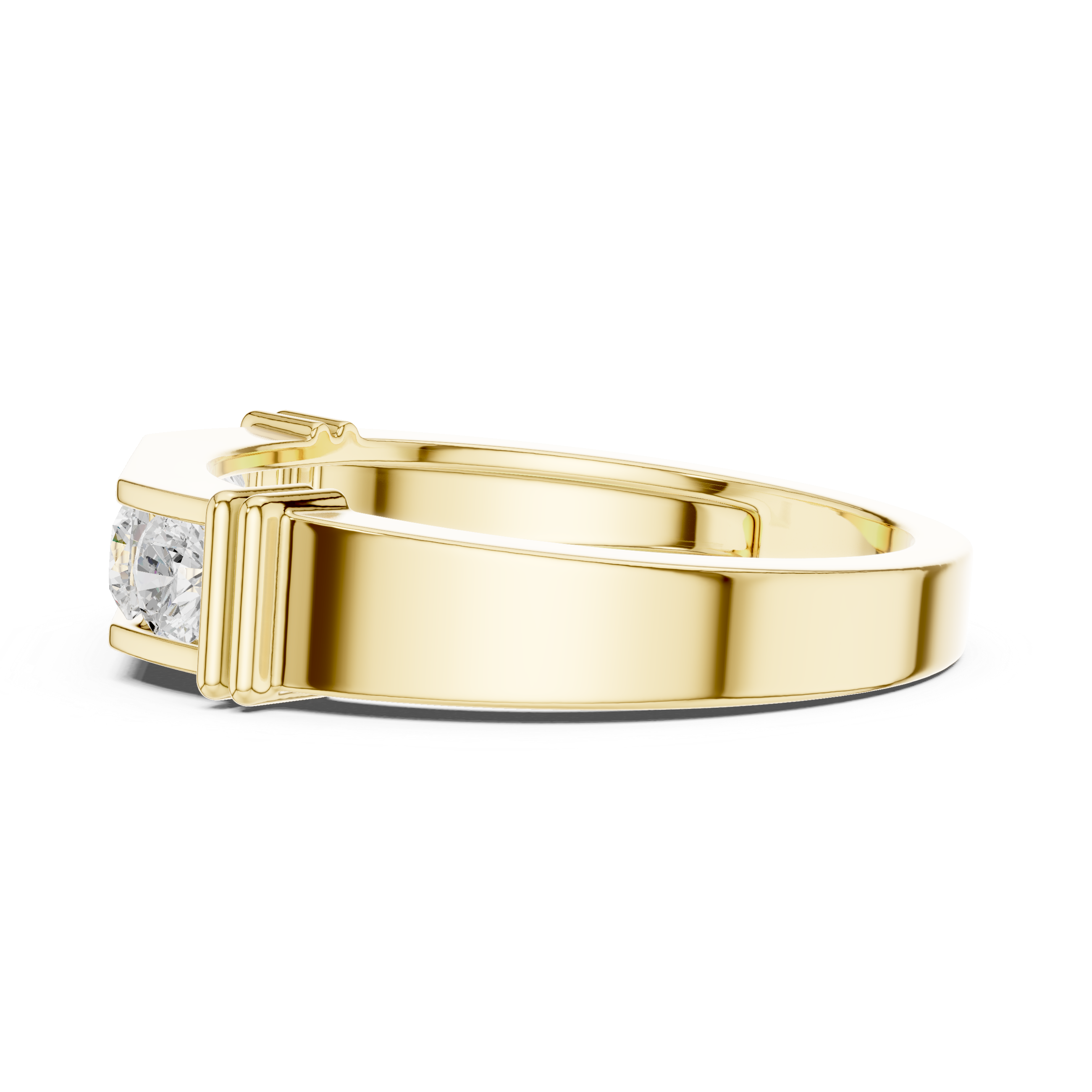 Round Cut Diamond Five Stone Channel Band Ring