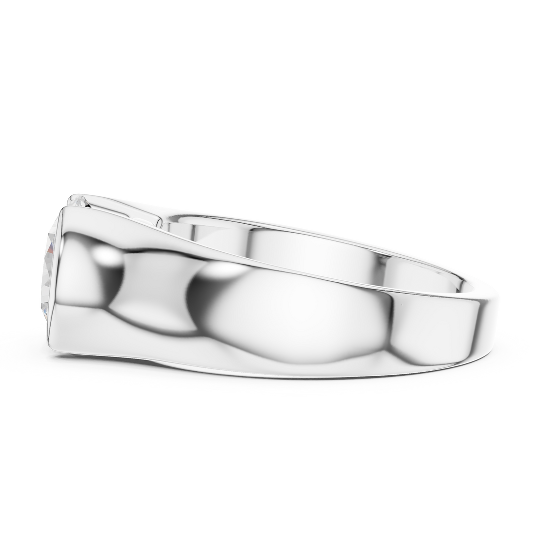 Bold Round Brilliant Diamond Solitaire Ring with Sculpted Signet Silhouette