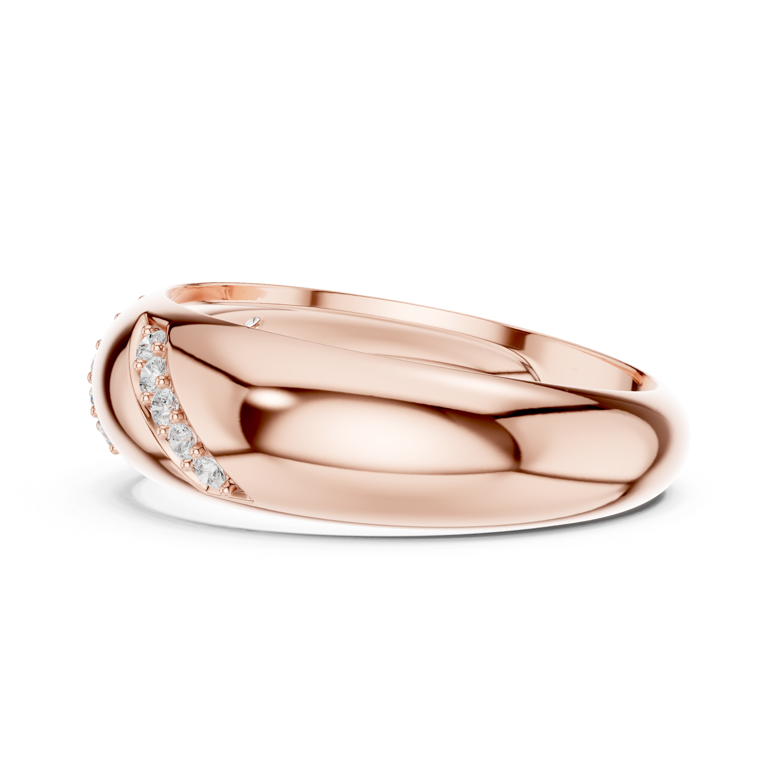 Round Cut Diamond Diagonal Pavé Band Ring with Bold Sculpted Design