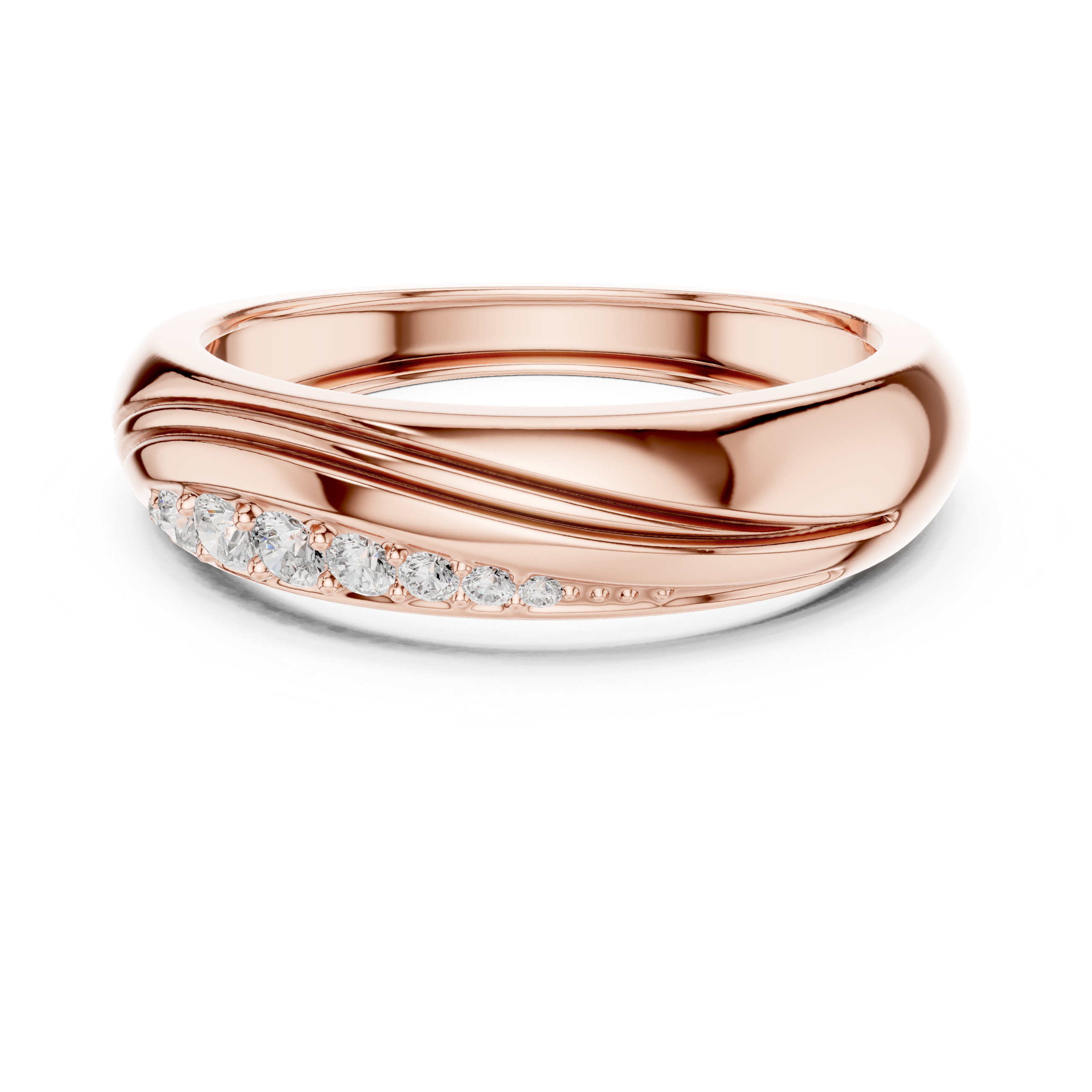 Round Cut Diamond Pavé Twist Band Ring