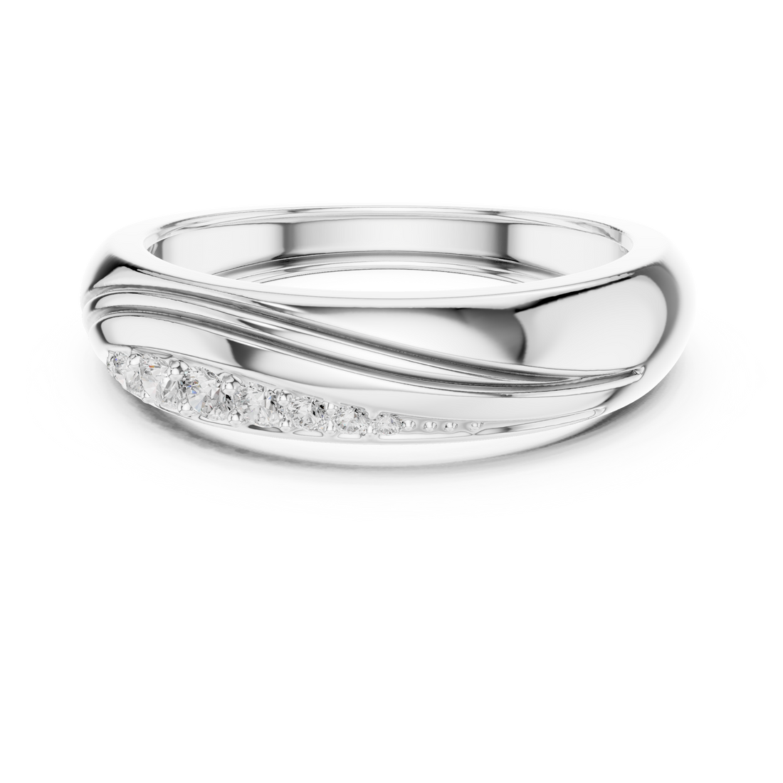 Round Cut Diamond Pavé Twist Band Ring