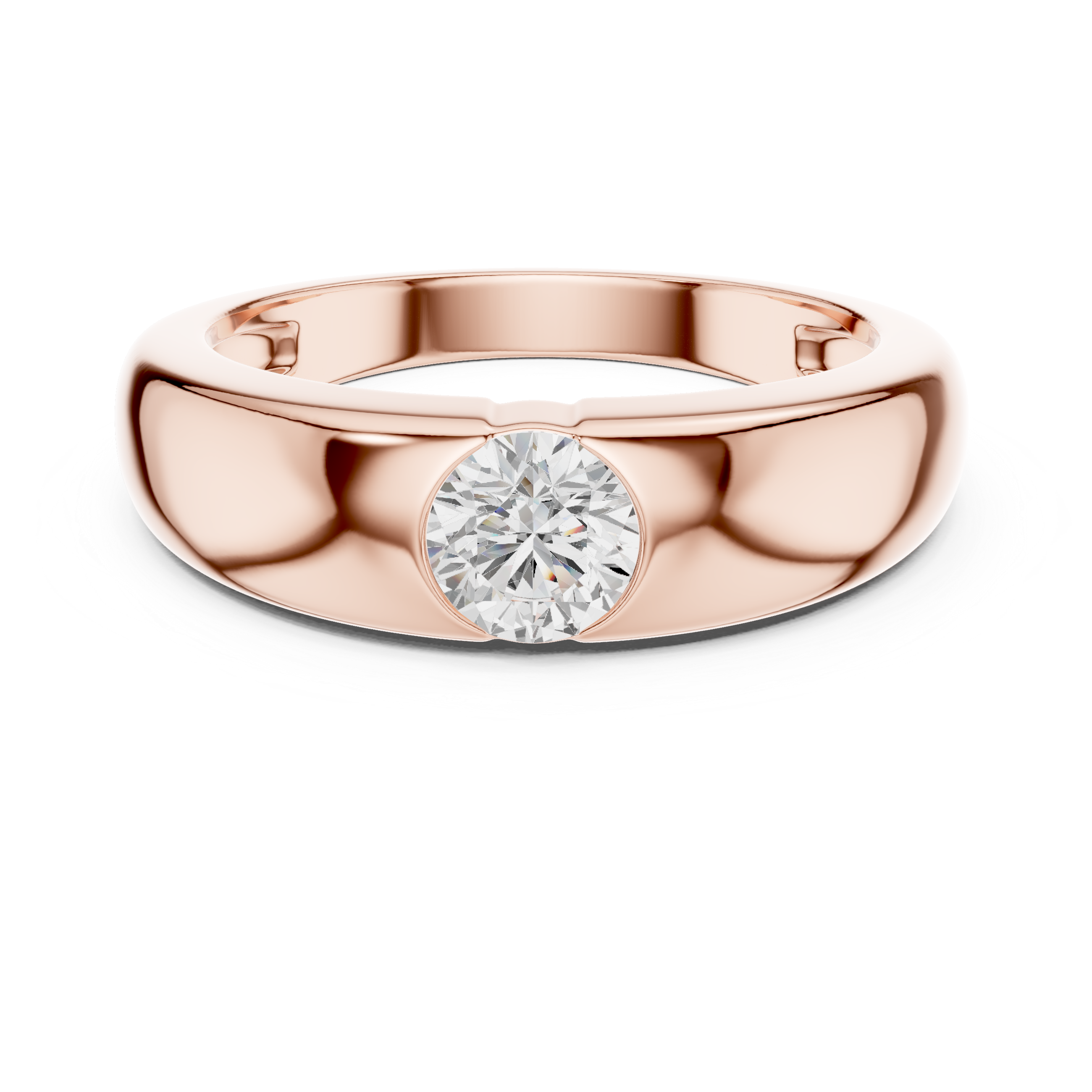Sleek round diamond bezel set minimal band ring