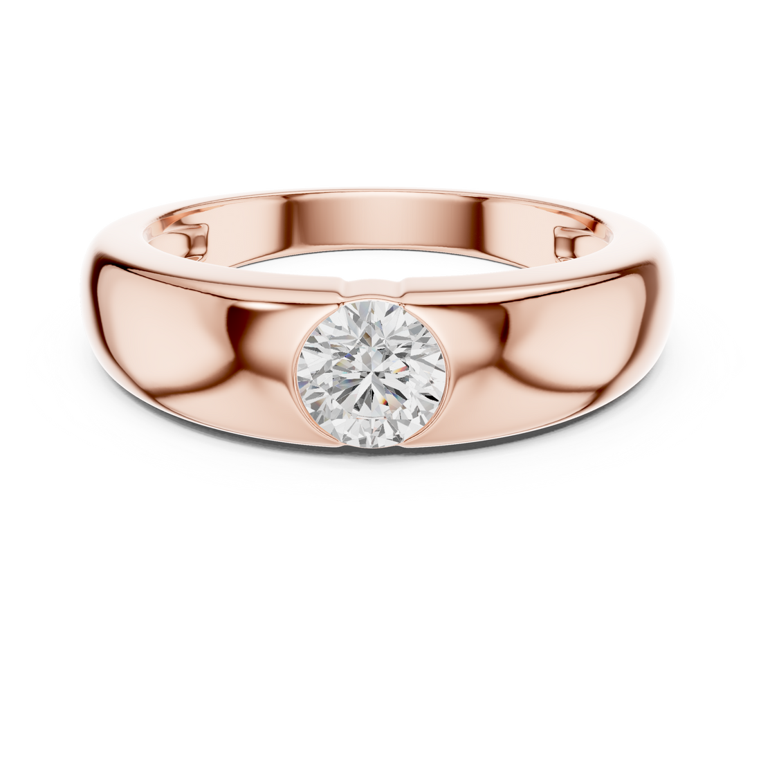 Sleek round diamond bezel set minimal band ring