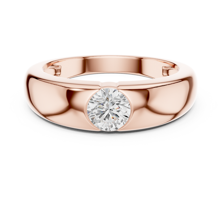 Sleek round diamond bezel set minimal band ring