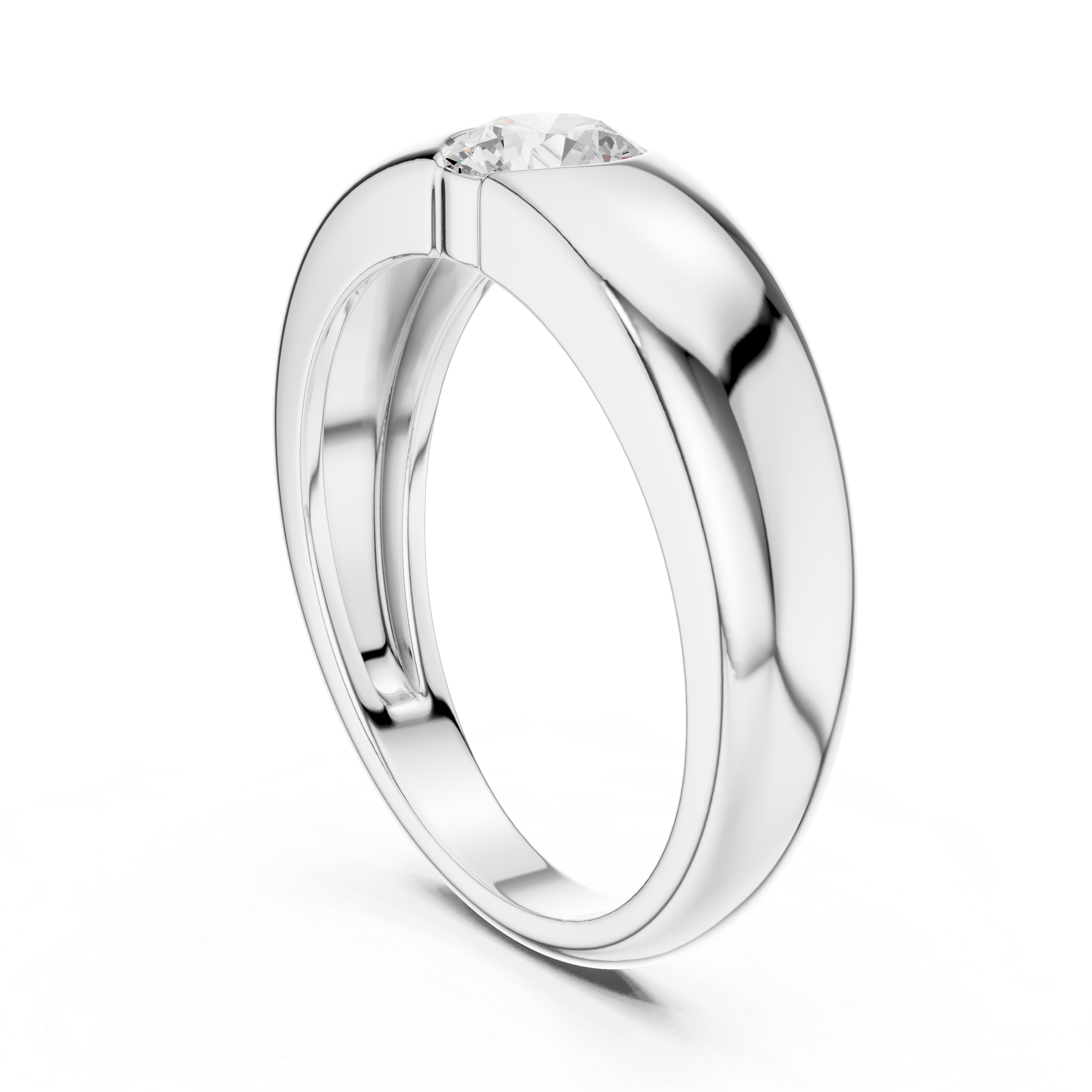 Luxury round diamond bezel set minimal band ring for women