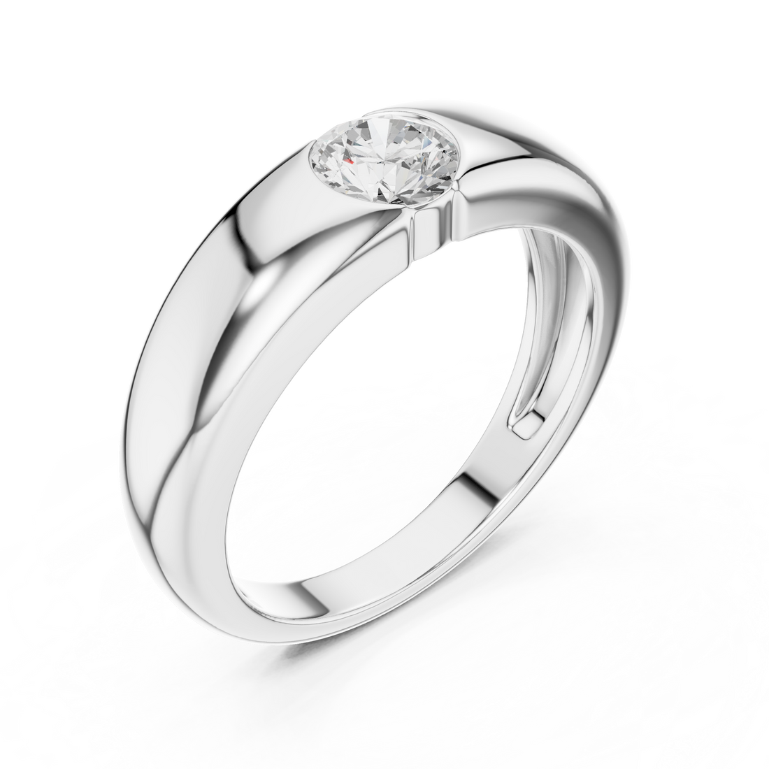 Fine jewelry round diamond bezel set sleek band ring