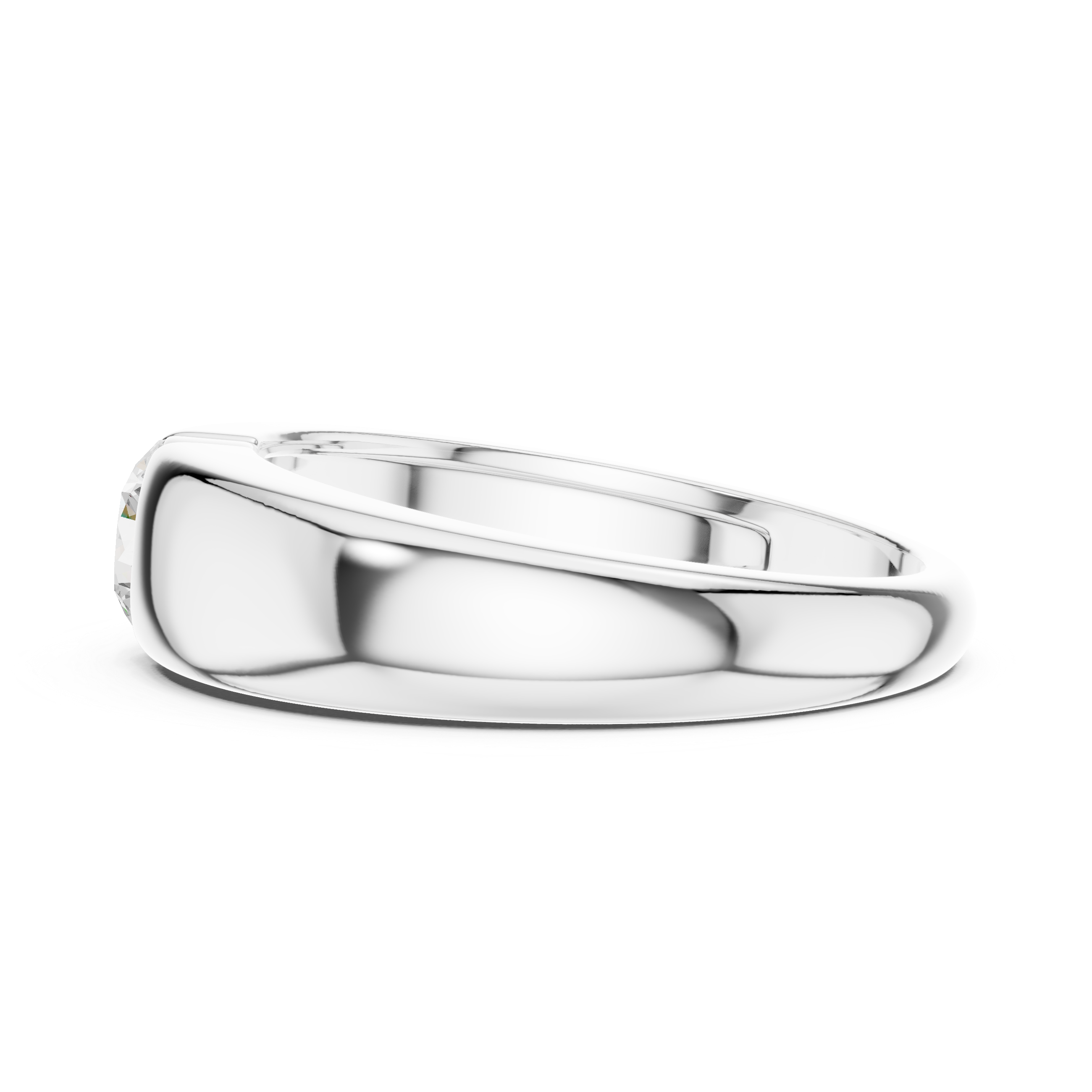 Brilliant round diamond bezel set minimal ring shine detail