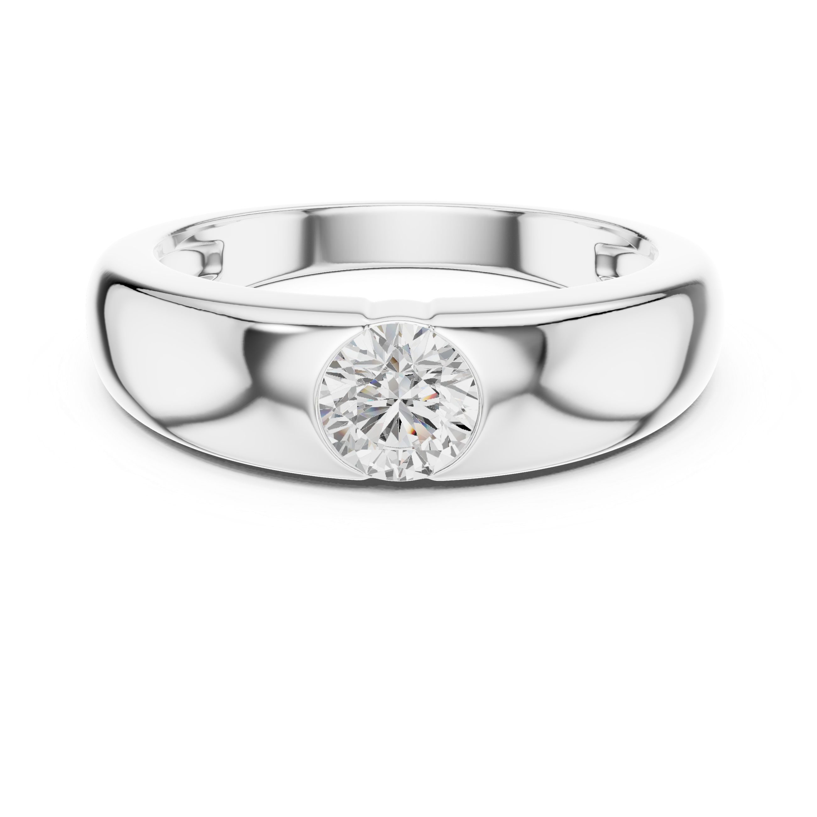 Round diamond bezel set ring modern minimalist band style