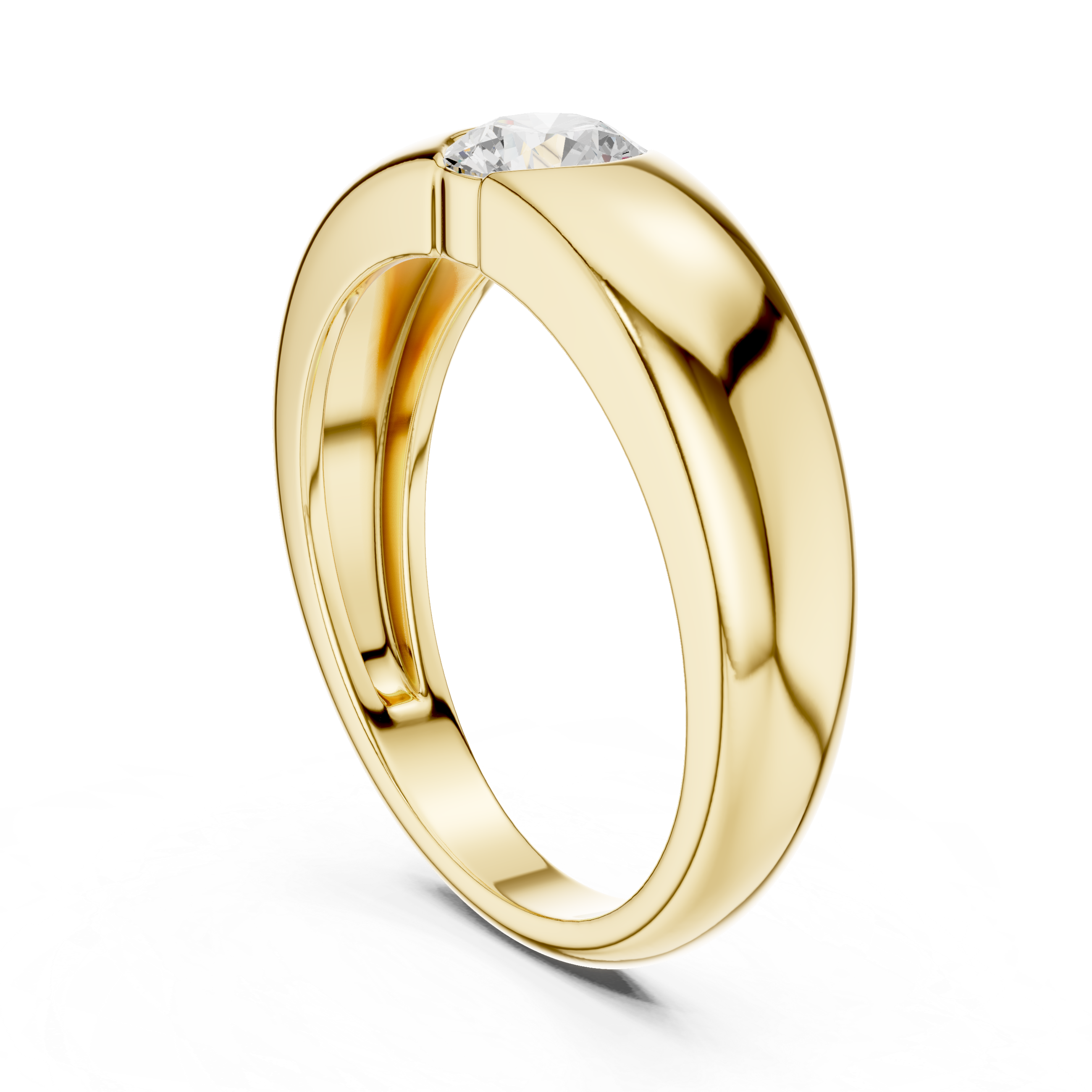 High shine round diamond bezel set minimal band ring