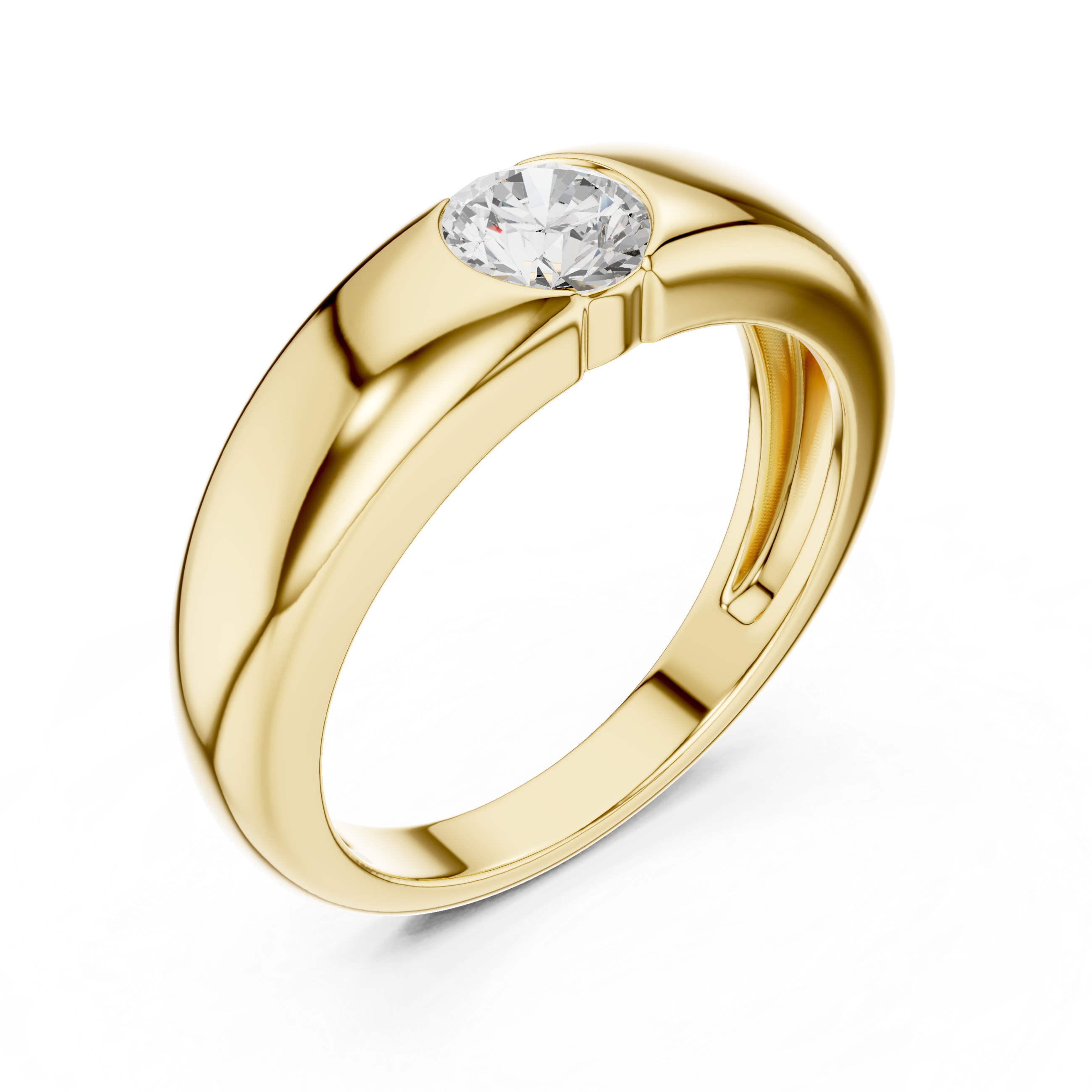 Timeless round diamond bezel set sleek band ring everyday wear