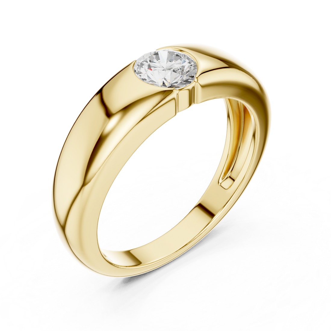 Timeless round diamond bezel set sleek band ring everyday wear