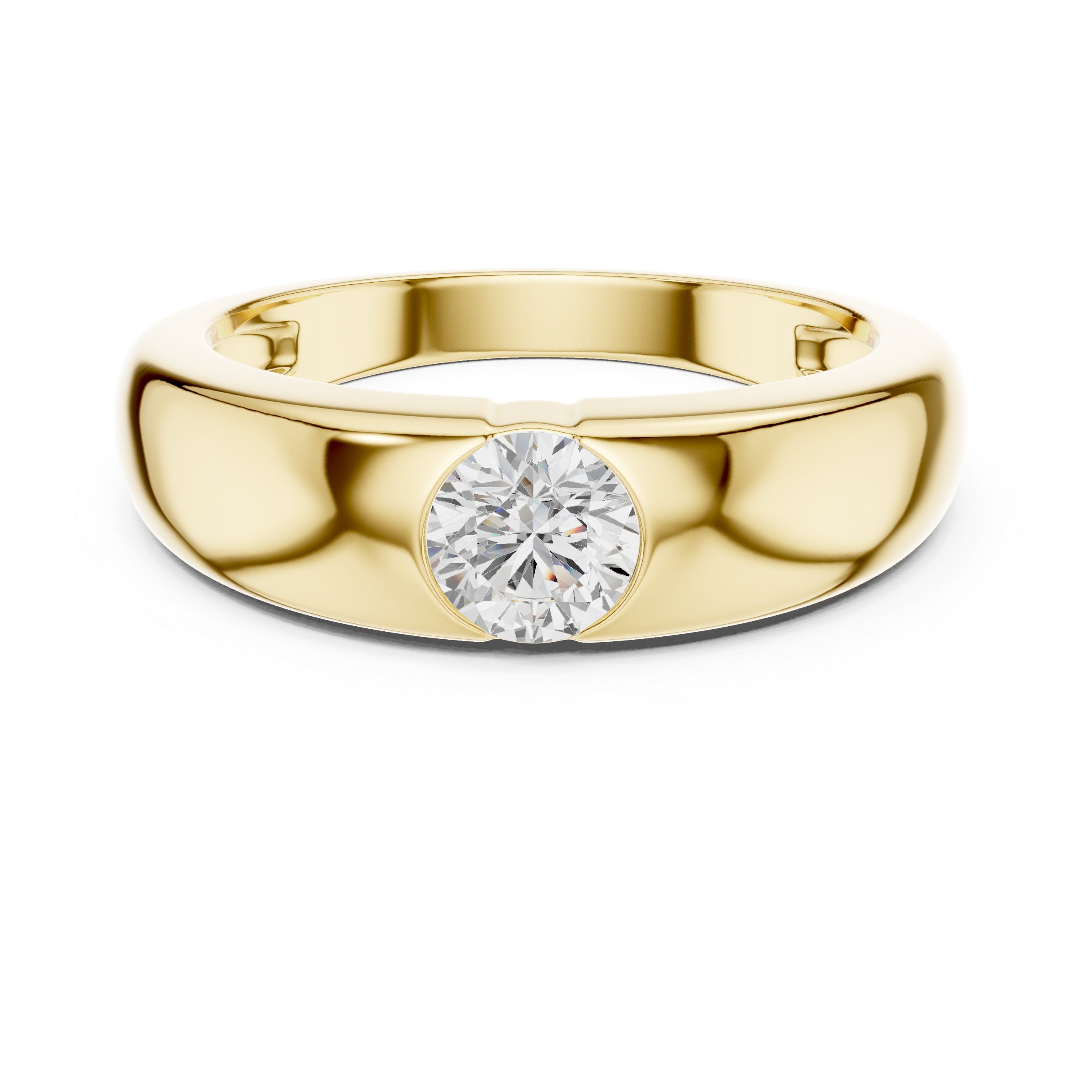 Premium round diamond bezel set minimal band ring modern design